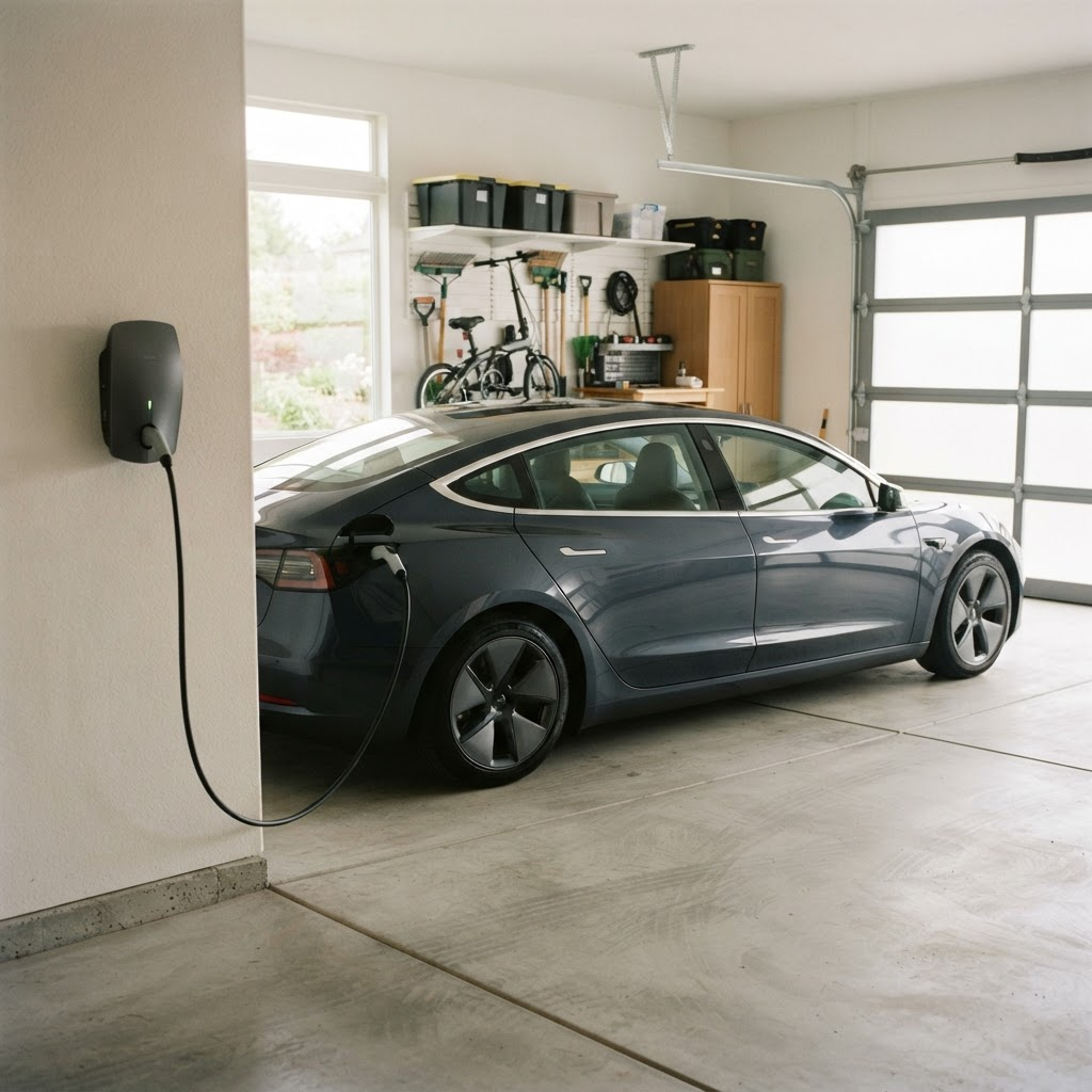 Electric vehicle charging at a home wall connector
